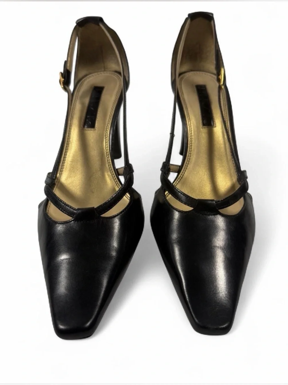 Unisa Black Cutout Slingback Pointed Heels size: US 8